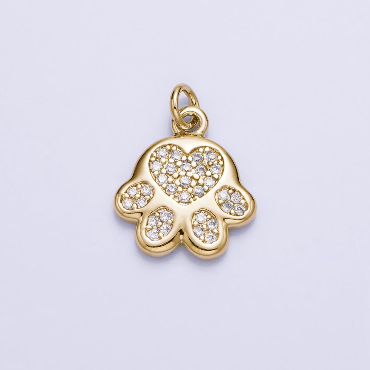 16K Gold Filled Mini Heart Pawprint Pet Animal Add-On Charm in Gold & Silver | AC1040 AC1041