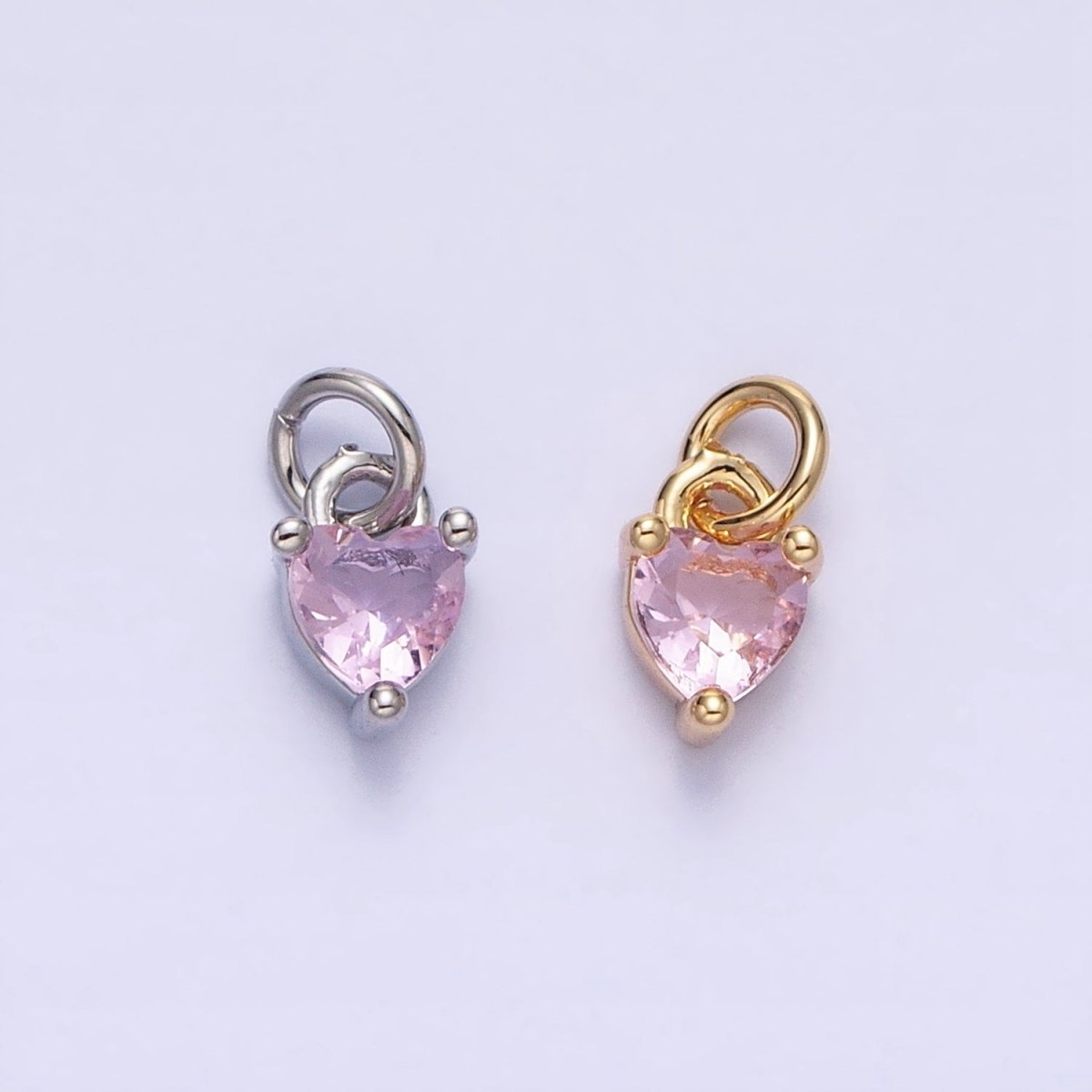 16K Gold Filled Mini Heart Pink CZ Add-On Valentine Charm in Gold & Silver | AC1183 AC1184