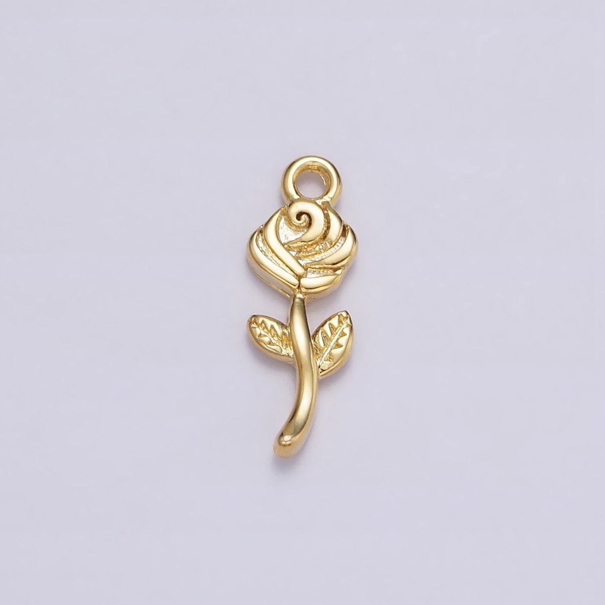 16K Gold Filled Mini Rose Flower Textured Add-On Charm | N-946 - DLUXCA