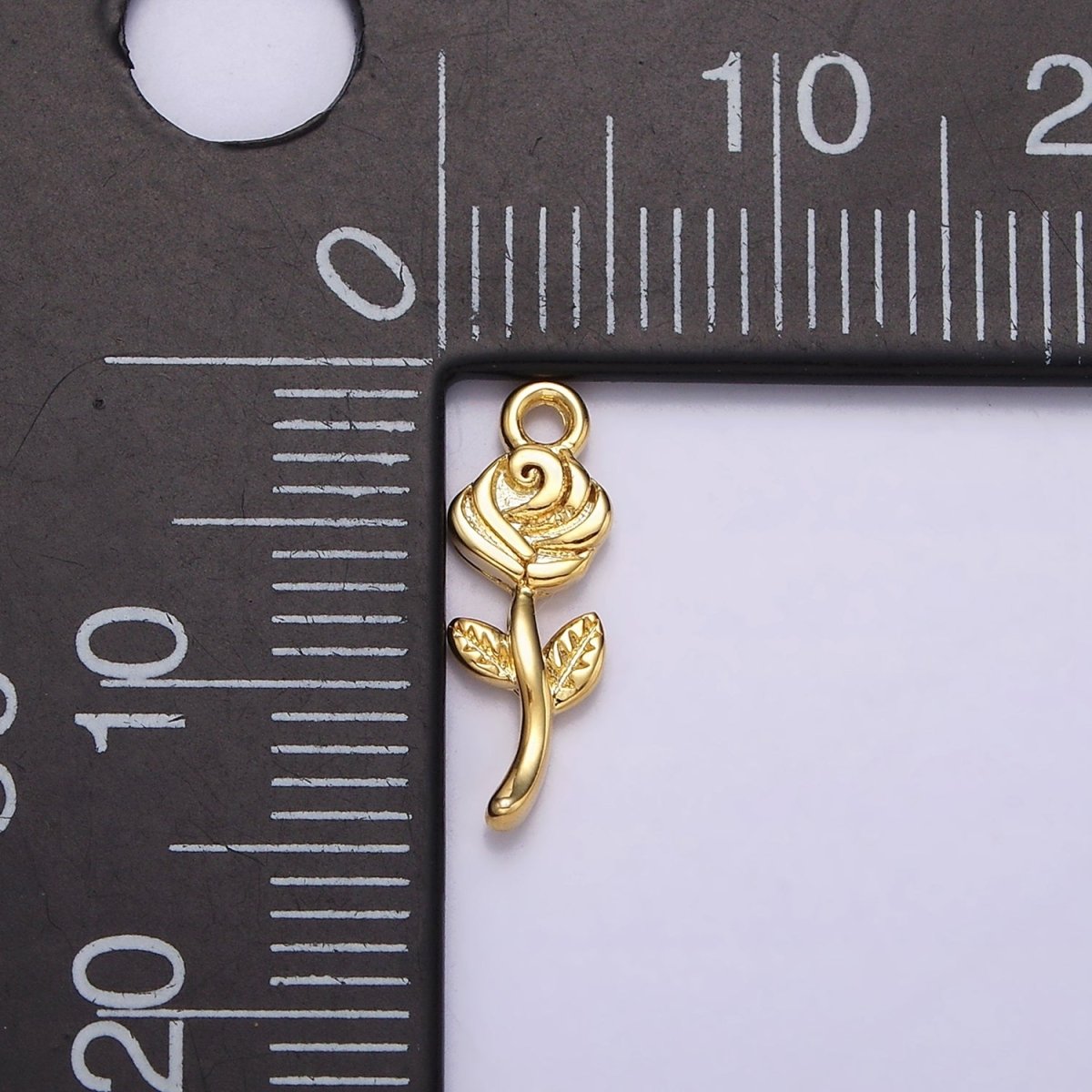 16K Gold Filled Mini Rose Flower Textured Add-On Charm | N-946 - DLUXCA