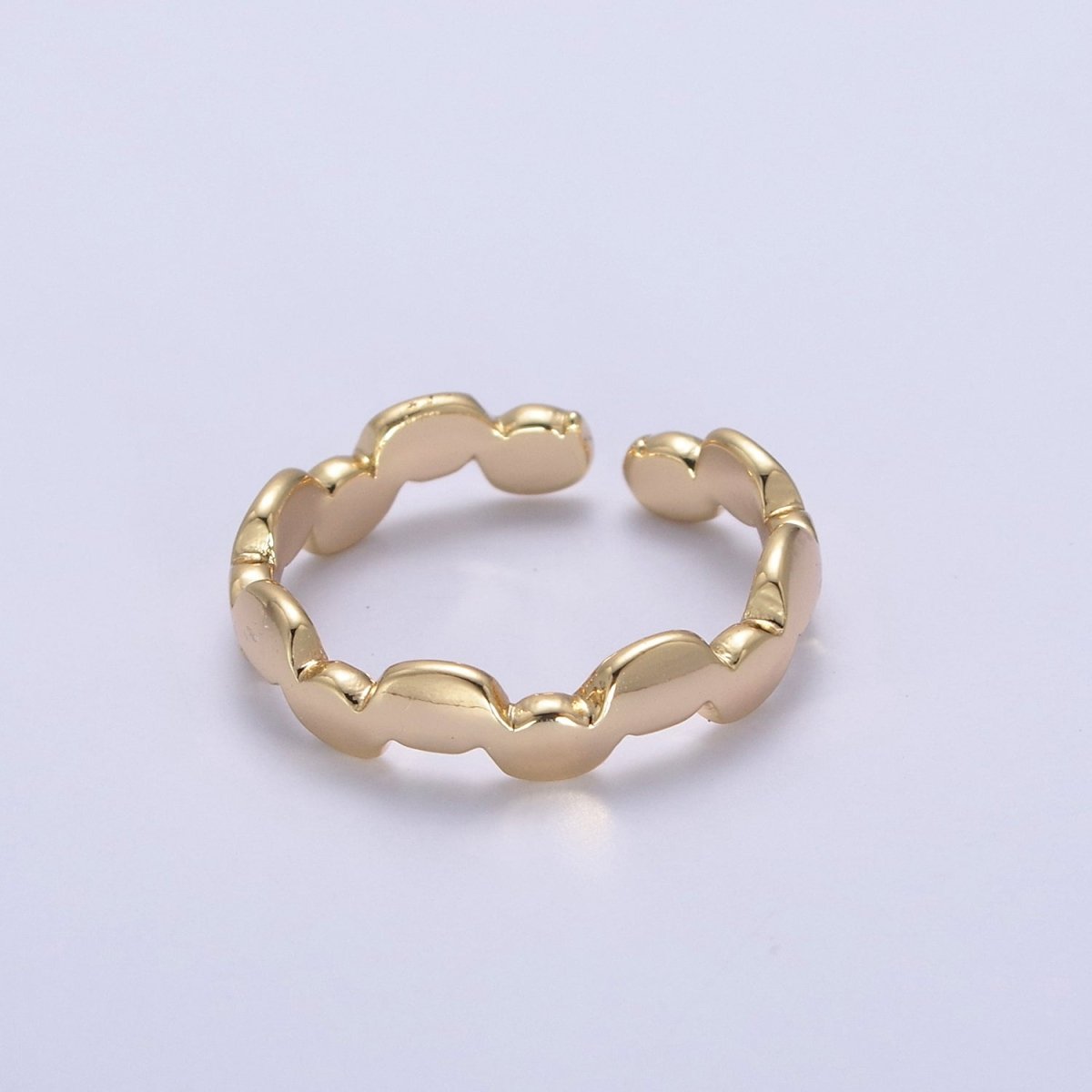 16K Gold Filled Minimalist Abstract Geometric Cloud Open Adjustable Ring U-418 - DLUXCA