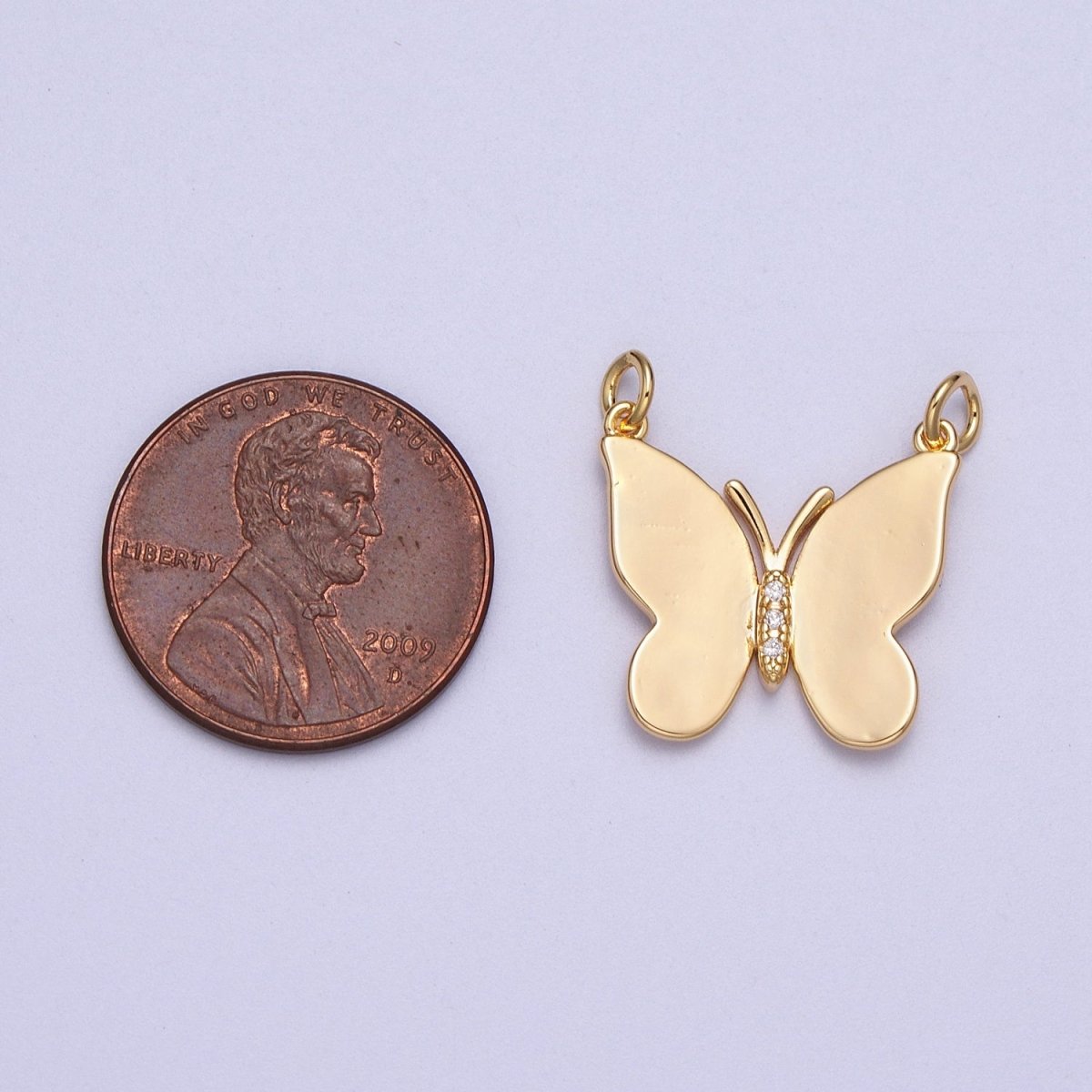 16K Gold Filled Minimalist Butterfly CZ Micro Paved Link Connector | Y-672