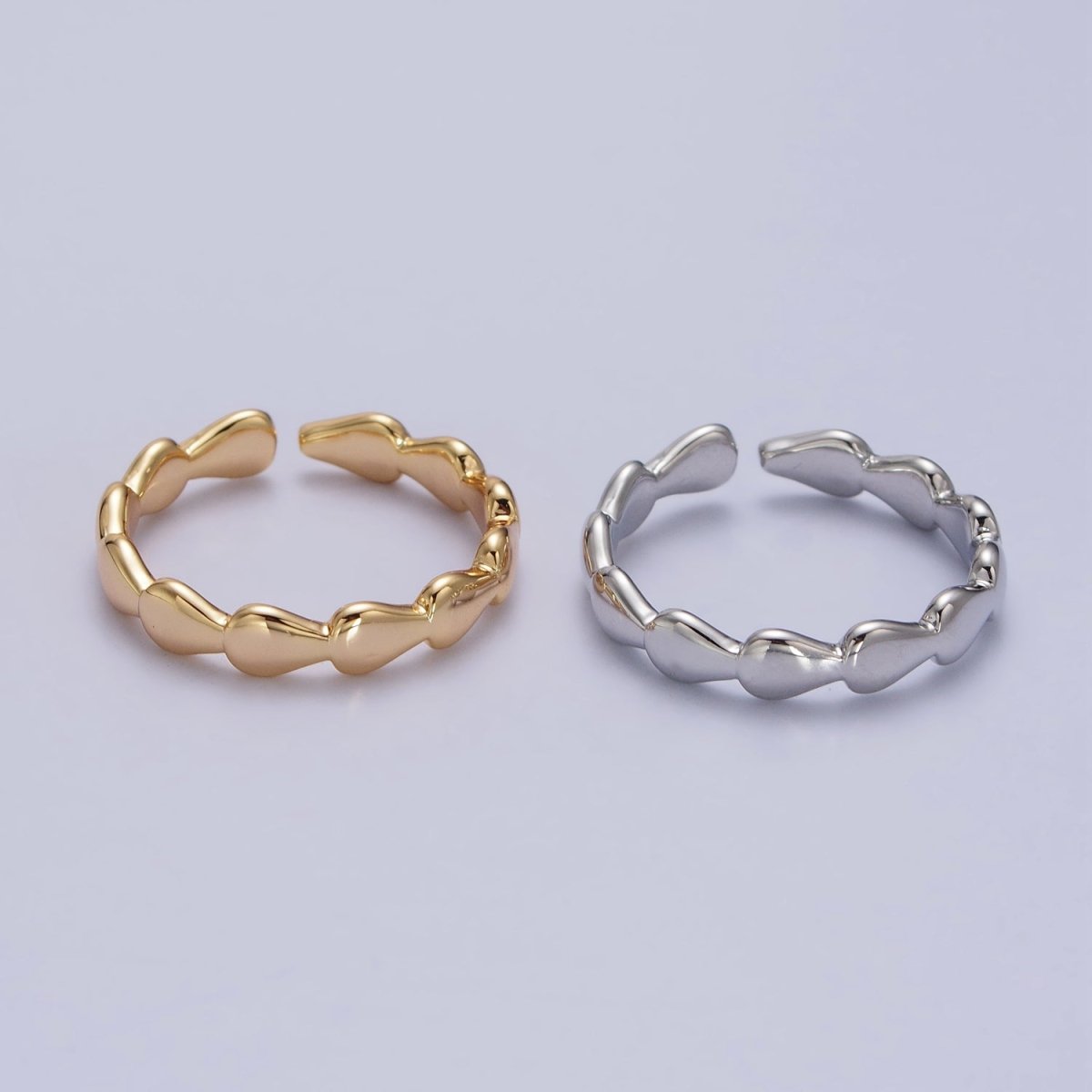 16K Gold Filled Molten Drop Geometric Sideway Minimalist Ring in Gold & Silver | O-643 R-164