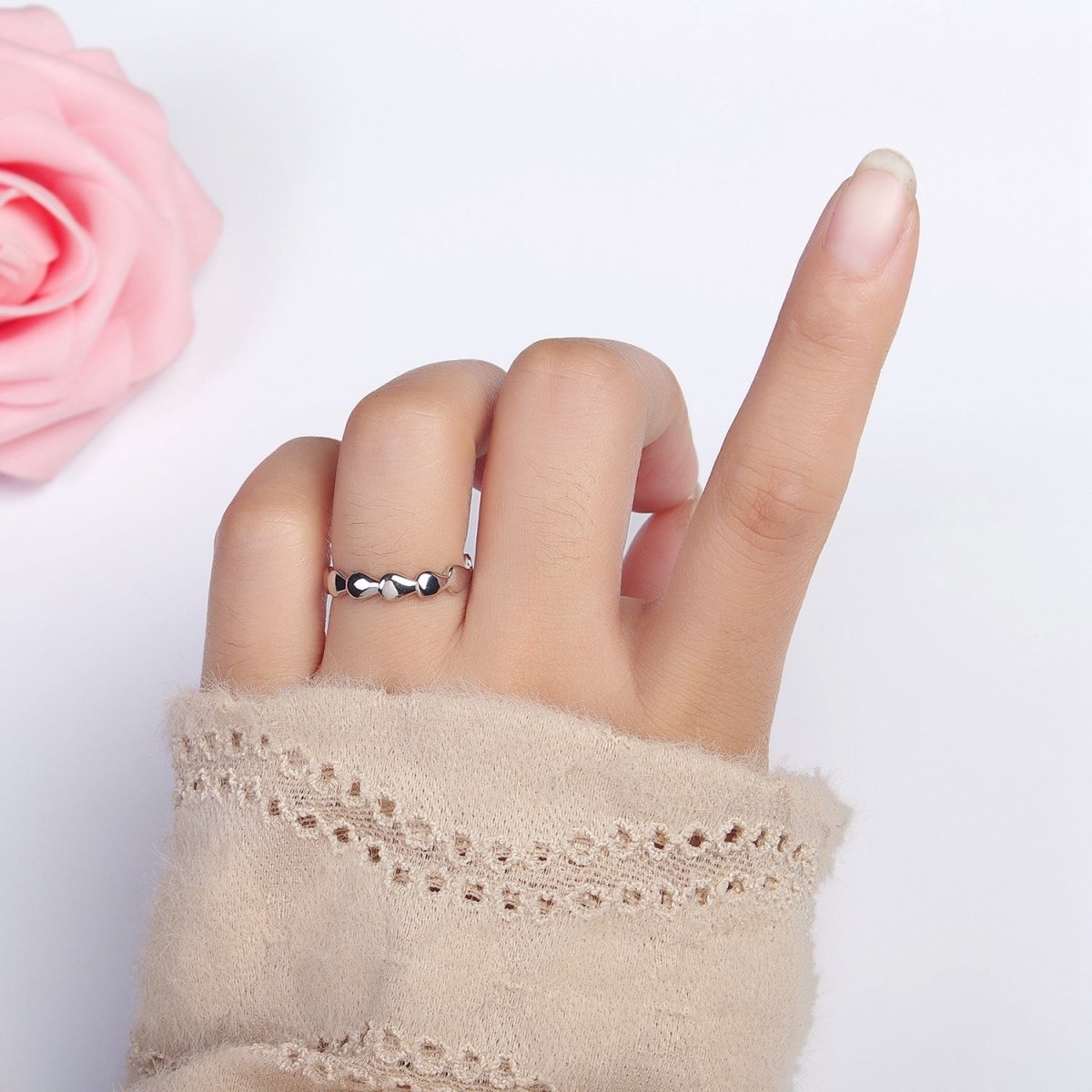 16K Gold Filled Molten Drop Geometric Sideway Minimalist Ring in Gold & Silver | O-643 R-164