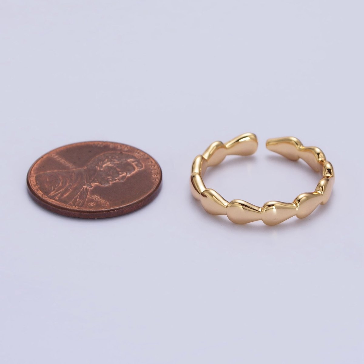 16K Gold Filled Molten Drop Geometric Sideway Minimalist Ring in Gold & Silver | O-643 R-164