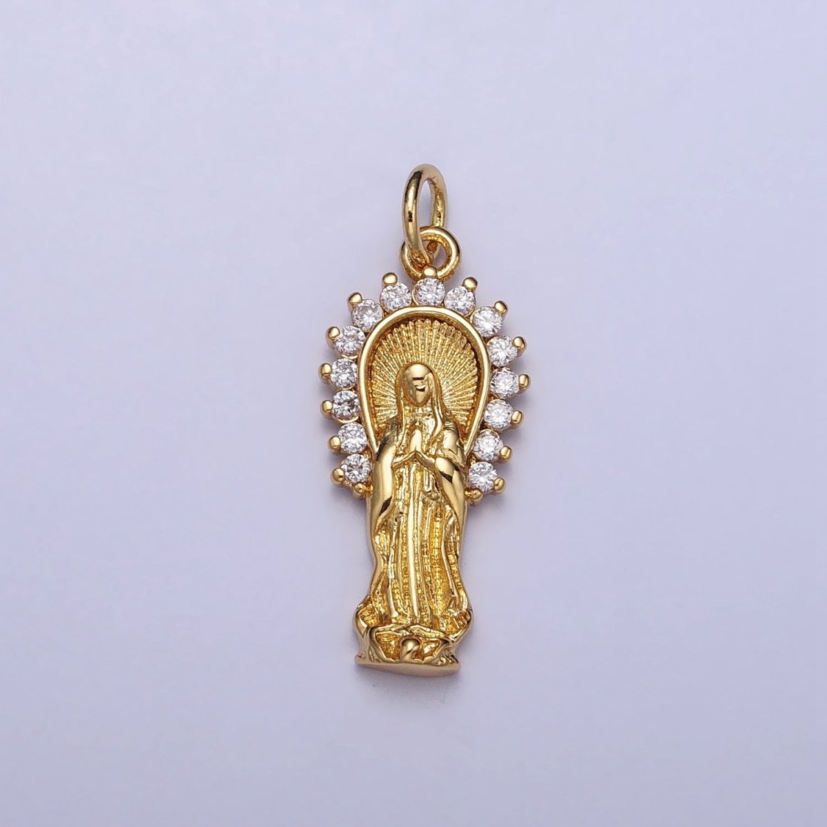 16K Gold Filled Mother Mary Lady Guadalupe CZ Outline Charm in Gold & Silver | AC1280 AC1281