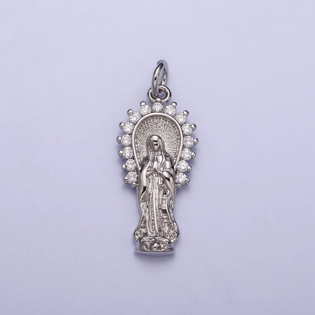16K Gold Filled Mother Mary Lady Guadalupe CZ Outline Charm in Gold & Silver | AC1280 AC1281