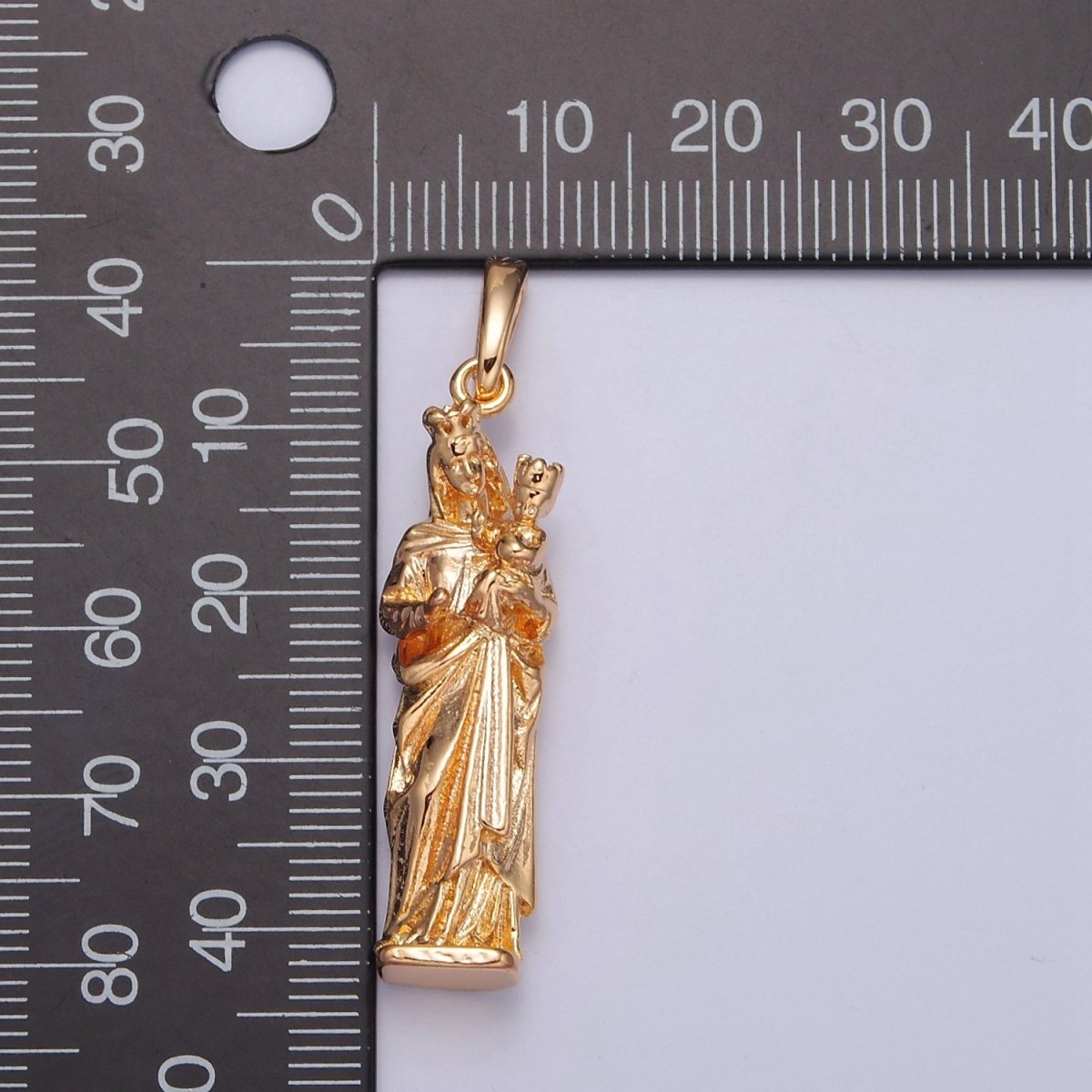 16K Gold Filled Mother Mary with Baby Jesus Charm, Religious Catholic Pendant For DIY Jewelry Making I-070 - DLUXCA