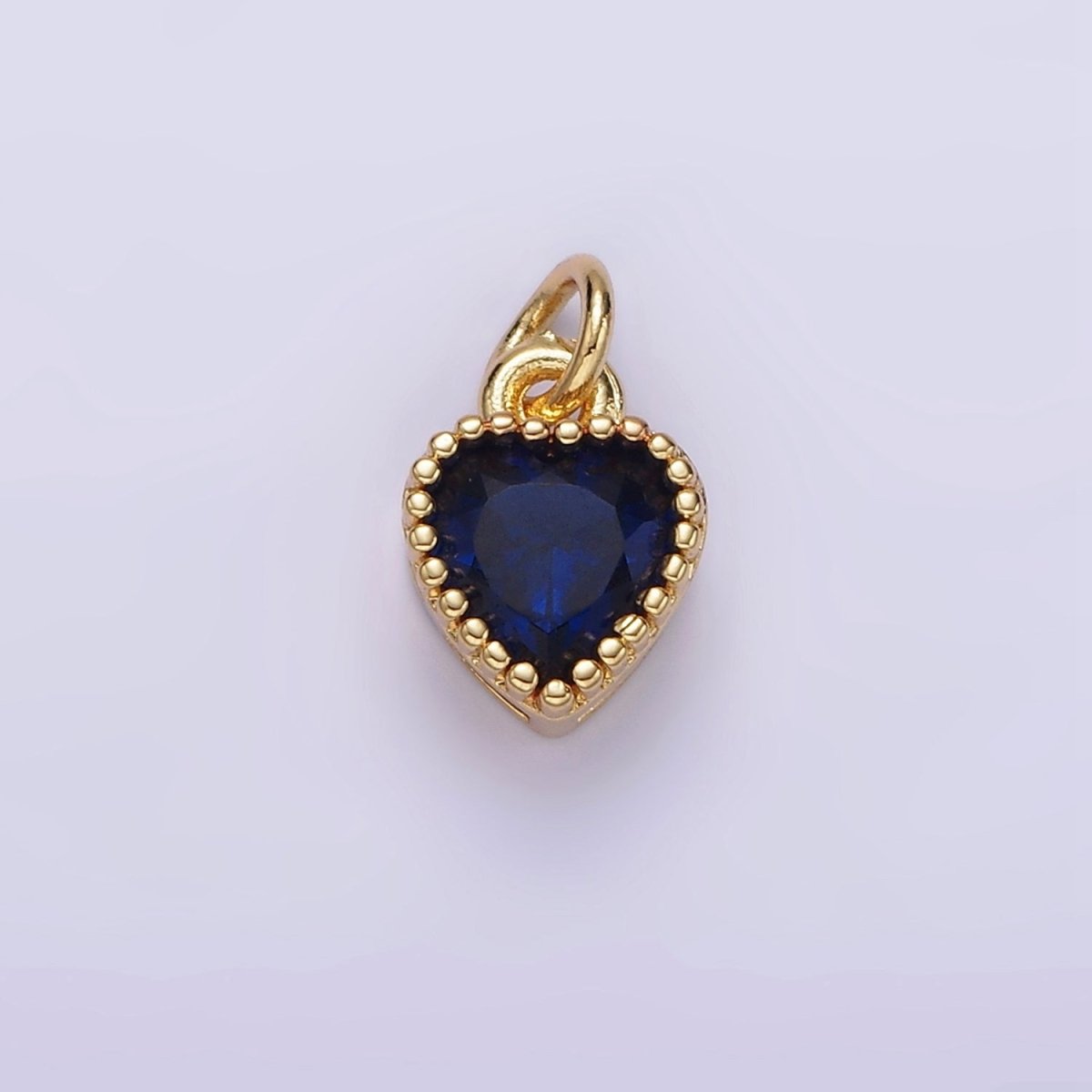 16K Gold Filled Multifaceted Birthstone CZ Heart Personalized Charm | N1056 - N1063