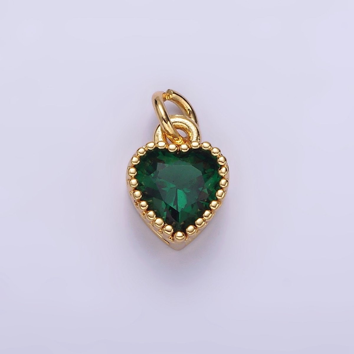 16K Gold Filled Multifaceted Birthstone CZ Heart Personalized Charm | N1056 - N1063