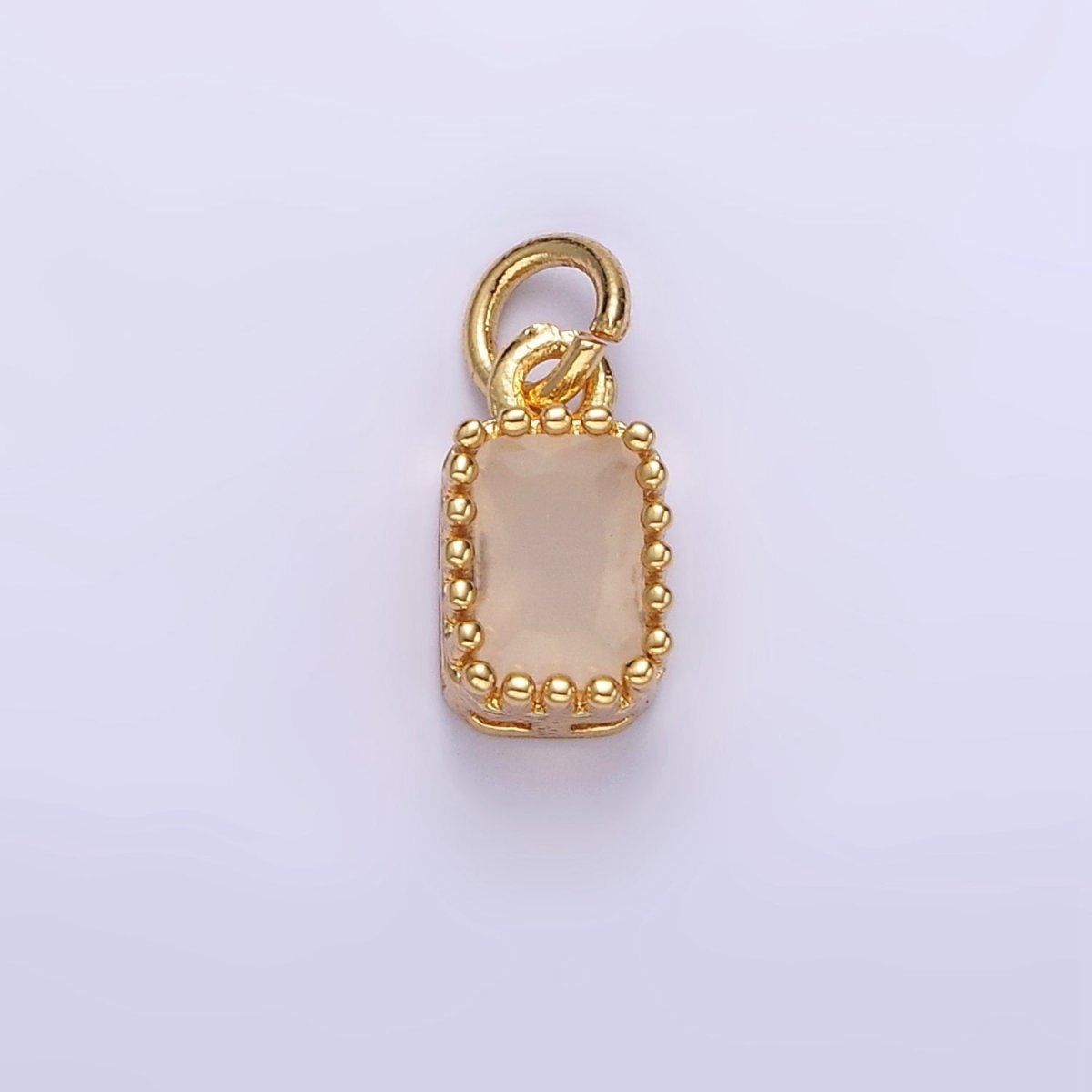 16K Gold Filled Multifaceted Birthstone CZ Rectangle Personalized Charm | N1074 - N1082