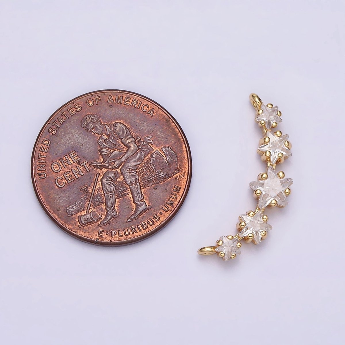 16K Gold Filled Multiple Celestial Star Charm Connector Clear CZ Lined in Gold & Silver |  G907-G908