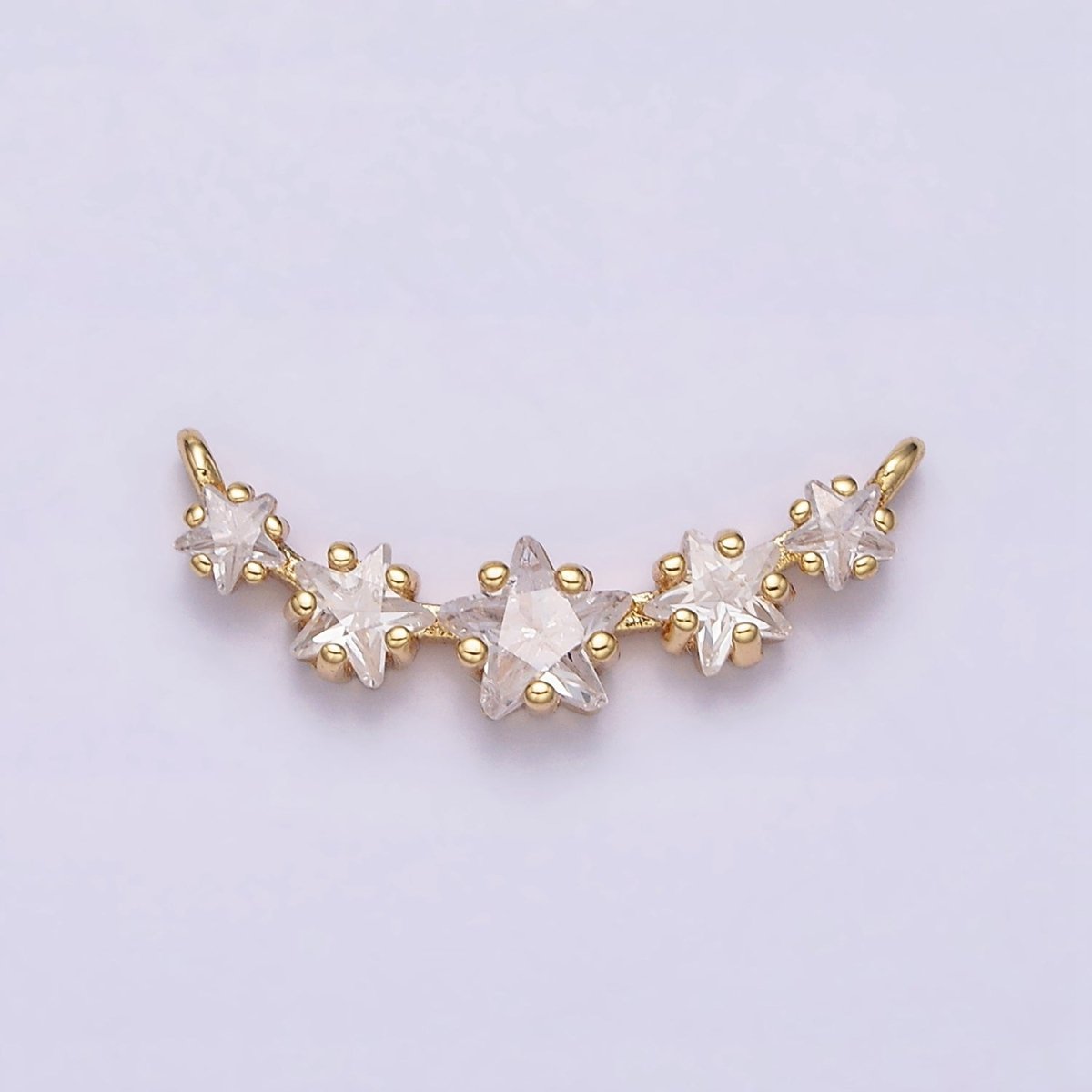 16K Gold Filled Multiple Celestial Star Charm Connector Clear CZ Lined in Gold & Silver |  G907-G908