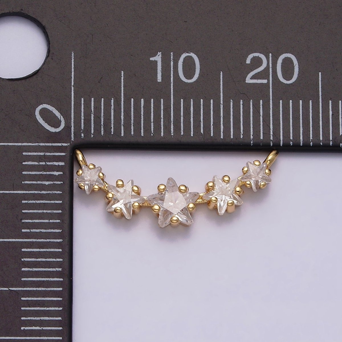 16K Gold Filled Multiple Celestial Star Charm Connector Clear CZ Lined in Gold & Silver |  G907-G908