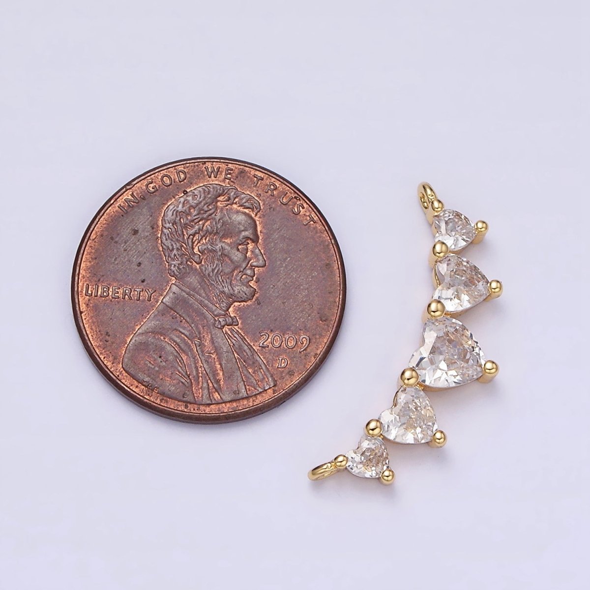 16K Gold Filled Multiple Heart Clear CZ Lined in Gold & Silver | Y-902