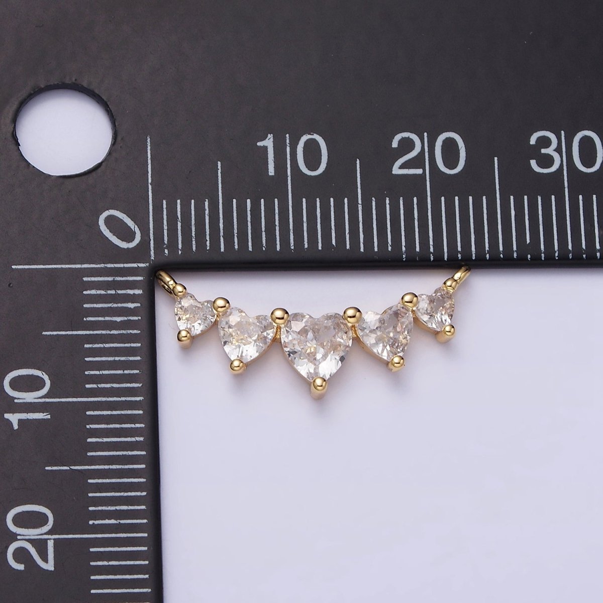 16K Gold Filled Multiple Heart Clear CZ Lined in Gold & Silver | Y-902