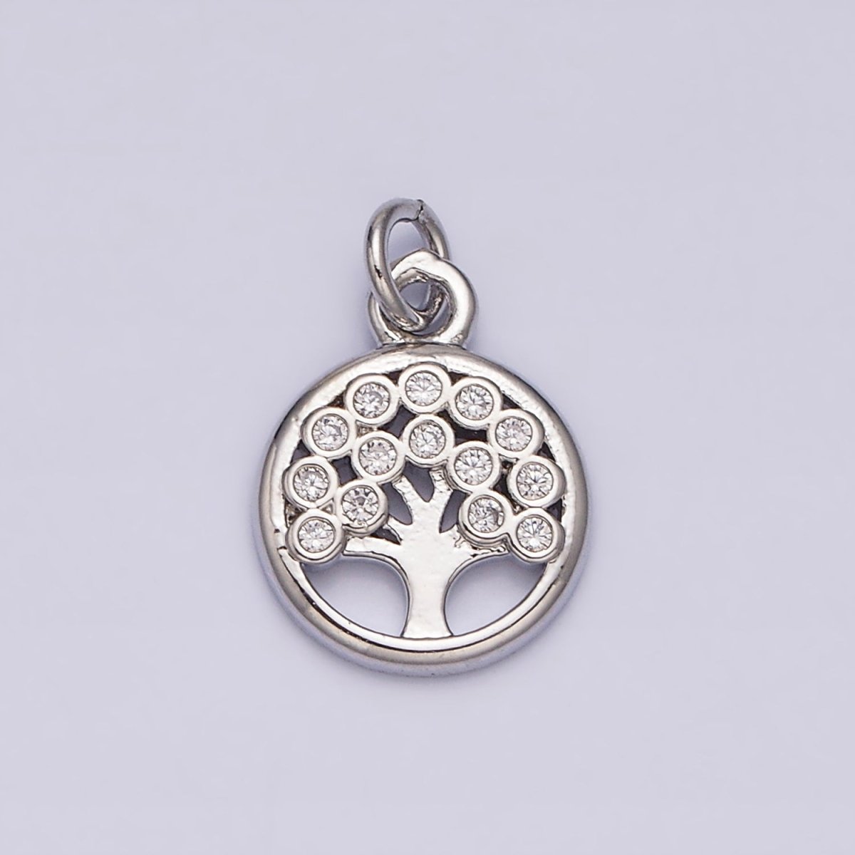 16K Gold Filled Natural Tree CZ 10mm Open Round Charm in Gold & Silver | AC1071 AC1072