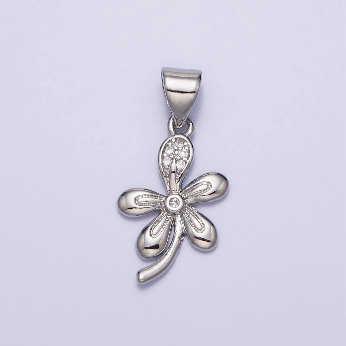 16K Gold Filled Nature Daisy Flower CZ Petal Micro Paved Pendant in Gold & Silver | AA390 AA391