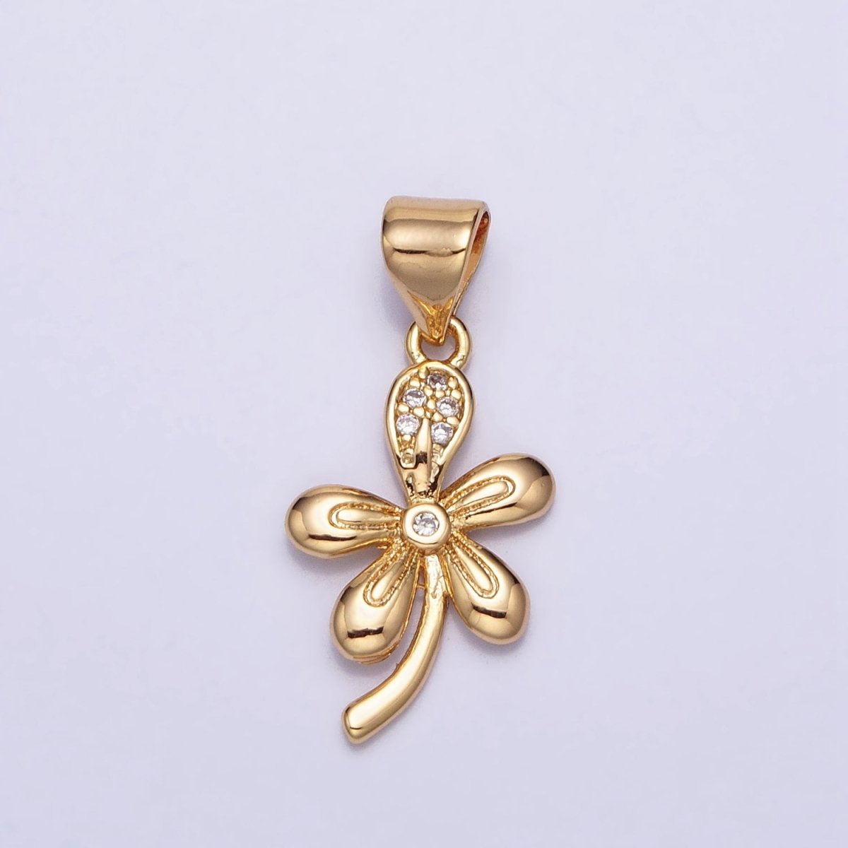 16K Gold Filled Nature Daisy Flower CZ Petal Micro Paved Pendant in Gold & Silver | AA390 AA391