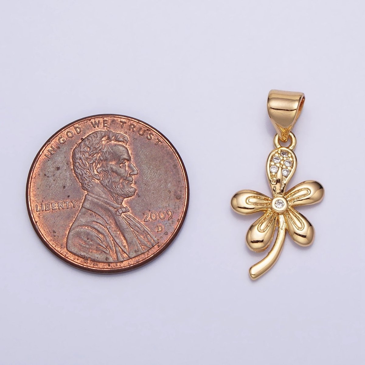 16K Gold Filled Nature Daisy Flower CZ Petal Micro Paved Pendant in Gold & Silver | AA390 AA391