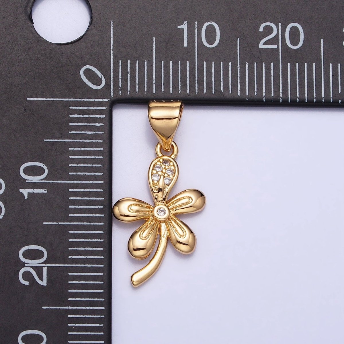 16K Gold Filled Nature Daisy Flower CZ Petal Micro Paved Pendant in Gold & Silver | AA390 AA391