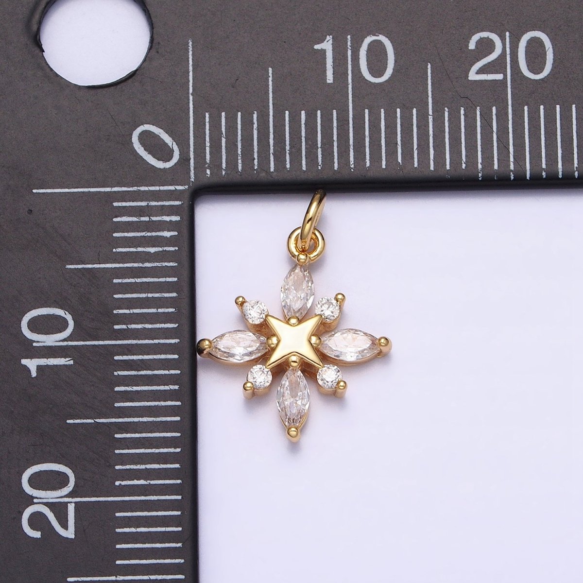 16K Gold Filled North Star Clear Marquise CZ Add-On Celestial Charm in Gold & Silver | AC1241 AC1242