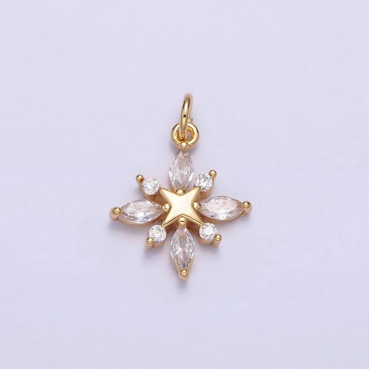 16K Gold Filled North Star Clear Marquise CZ Add-On Celestial Charm in Gold & Silver | AC1241 AC1242