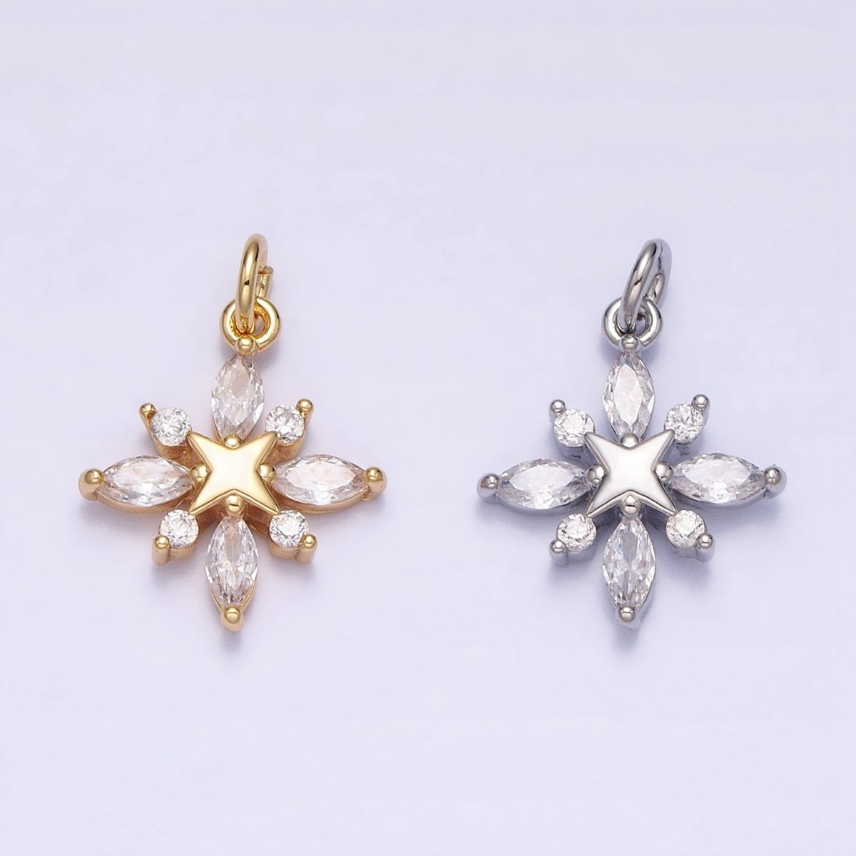 16K Gold Filled North Star Clear Marquise CZ Add-On Celestial Charm in Gold & Silver | AC1241 AC1242