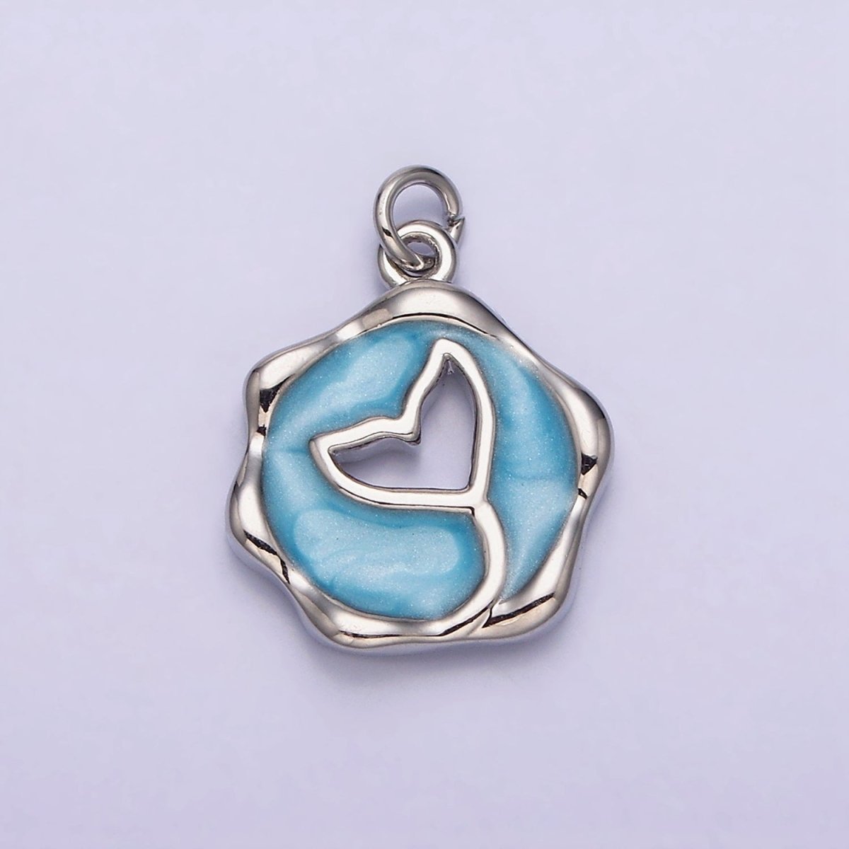 16K Gold Filled Ocean Whale Tail White, Pink, Blue Sparkly Enamel Stamped Charm | AC1093 - AC1098