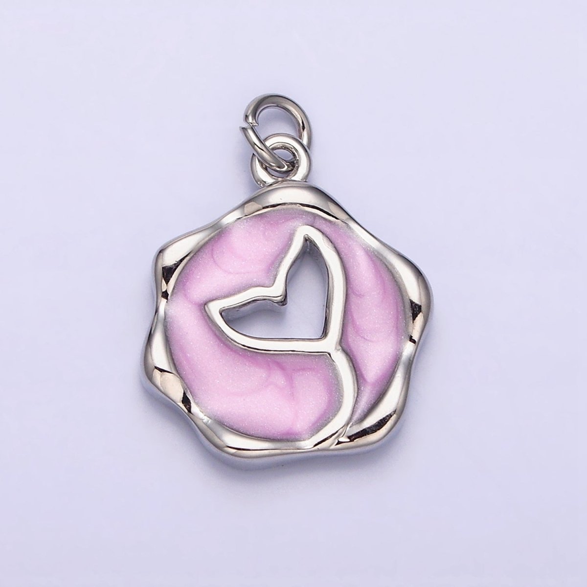 16K Gold Filled Ocean Whale Tail White, Pink, Blue Sparkly Enamel Stamped Charm | AC1093 - AC1098