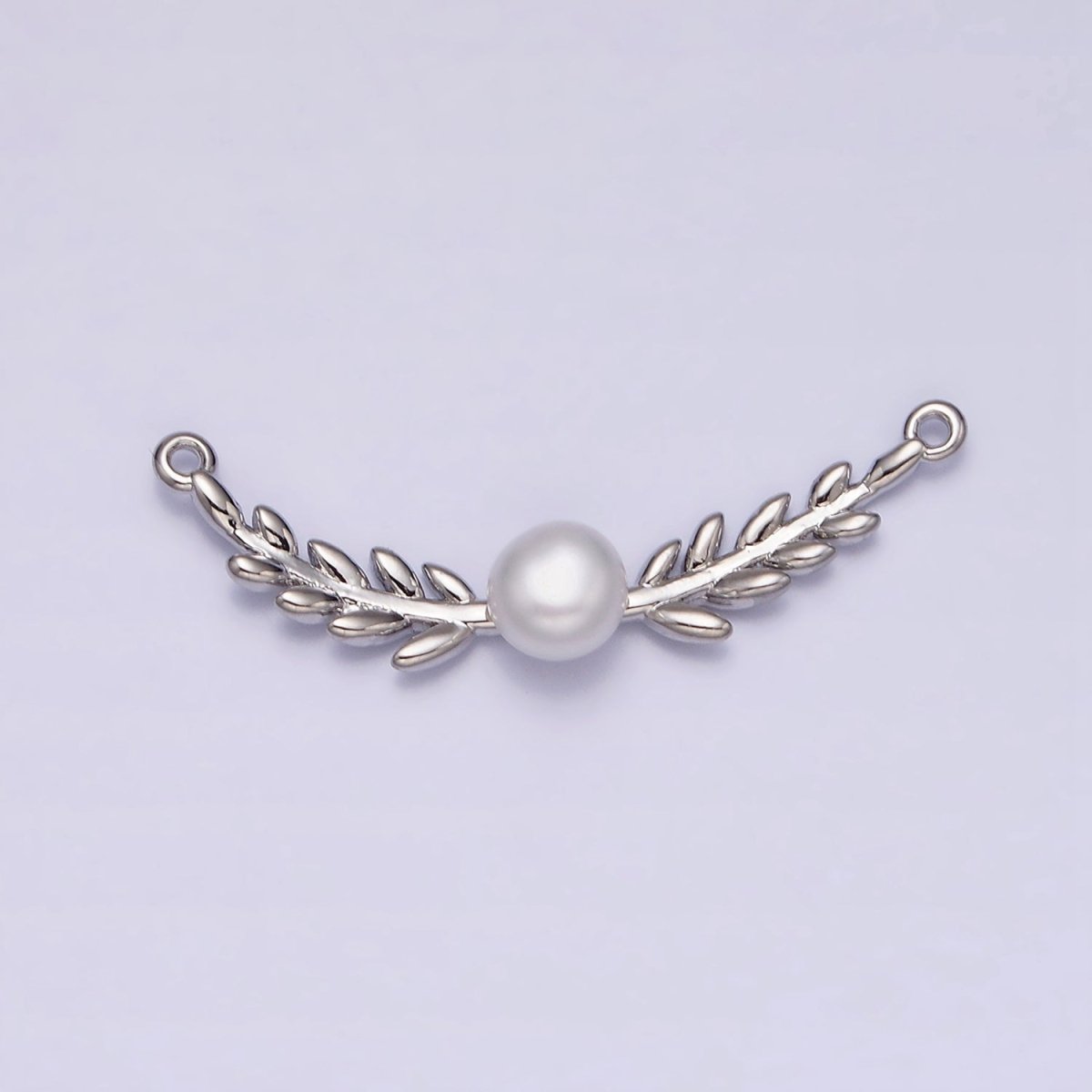 16K Gold Filled Olive Leaves Natural Round Pearl Curved Connector in Gold & Silver | Y-918