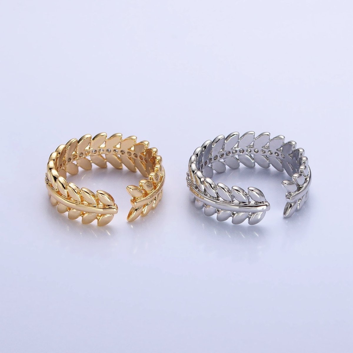 16K Gold Filled Paddy Wheat Band Statement Ring in Gold & Silver | O-1966 O-1967