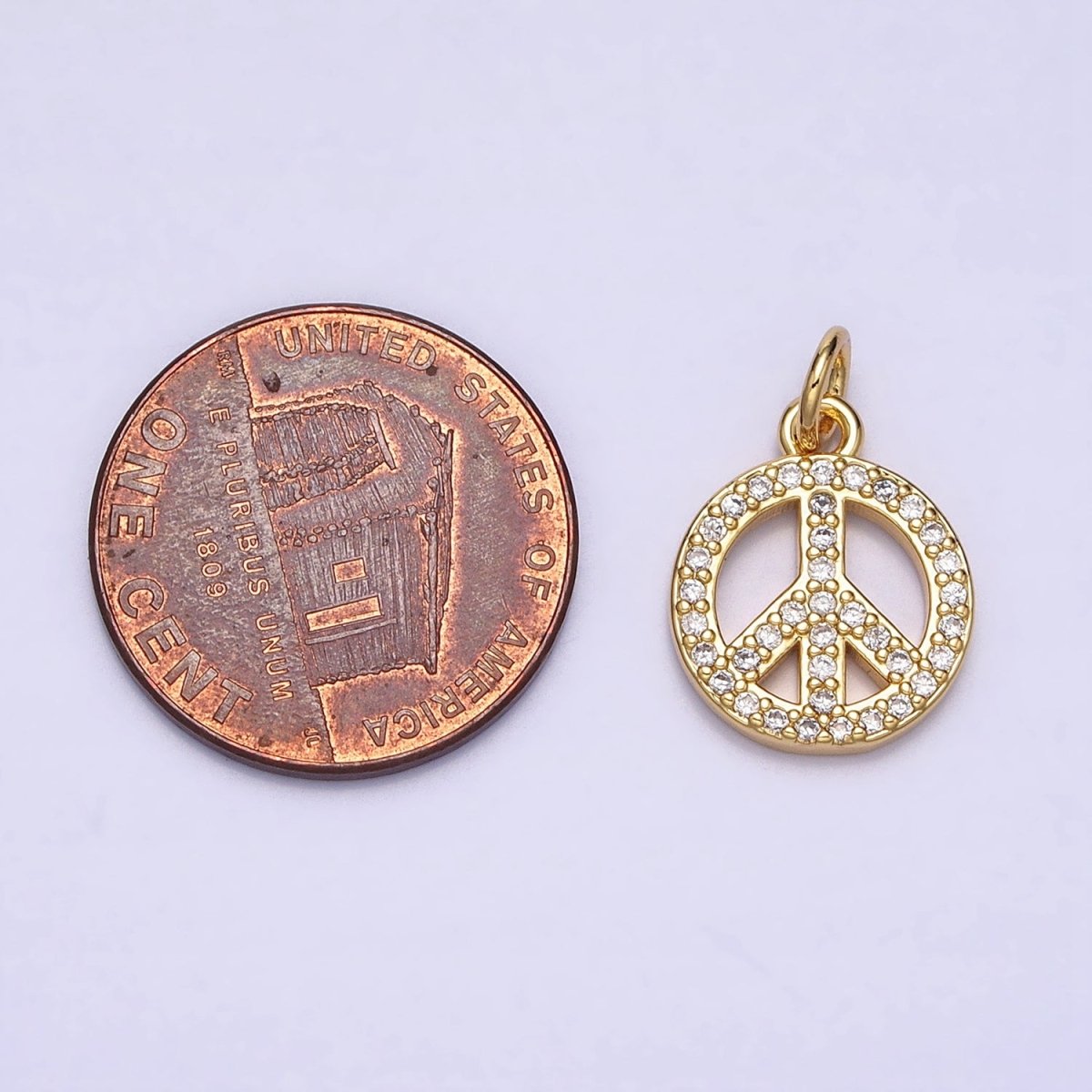 16K Gold Filled Peace Sign Symbol Micro Paved CZ Add-On Charm | AC-1325 - DLUXCA