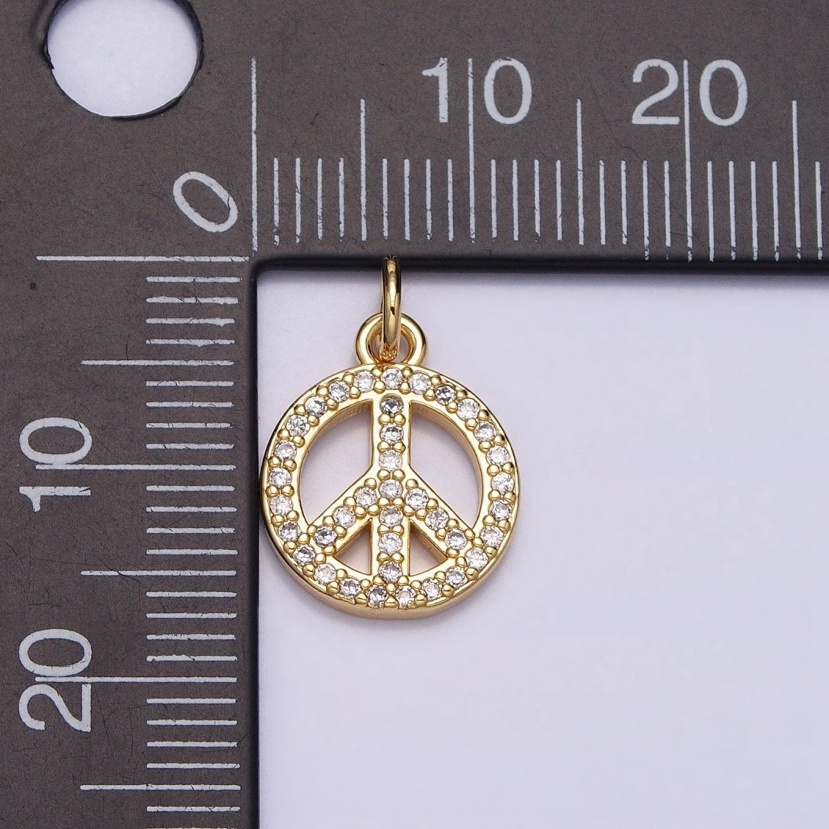 16K Gold Filled Peace Sign Symbol Micro Paved CZ Add-On Charm | AC-1325 - DLUXCA