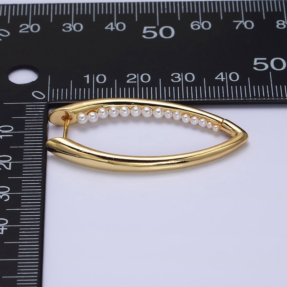 16K Gold Filled Pearl Lined Front-Sided Sphere Hoop Earrings in Gold & Silver | AE066 AE067