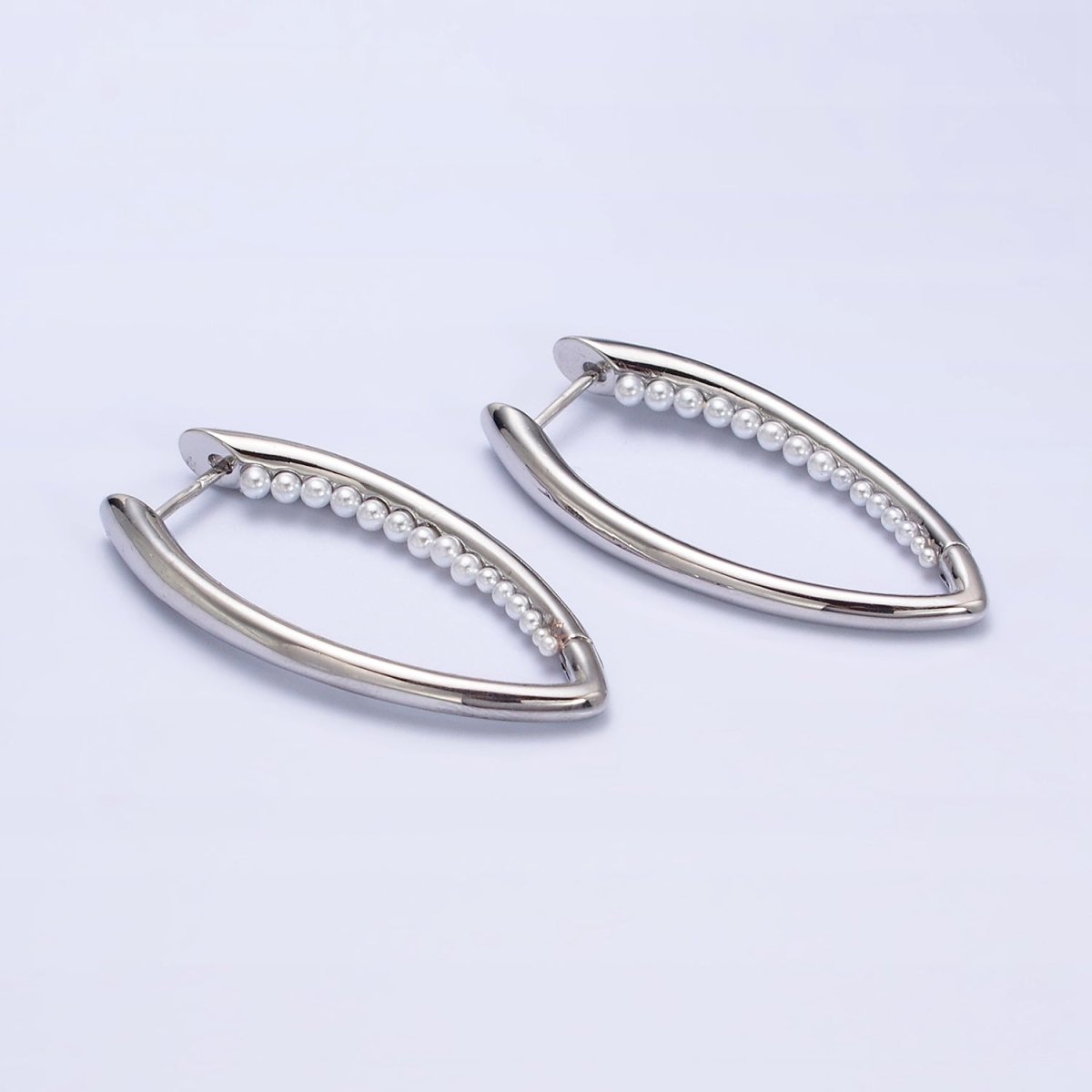 16K Gold Filled Pearl Lined Front-Sided Sphere Hoop Earrings in Gold & Silver | AE066 AE067