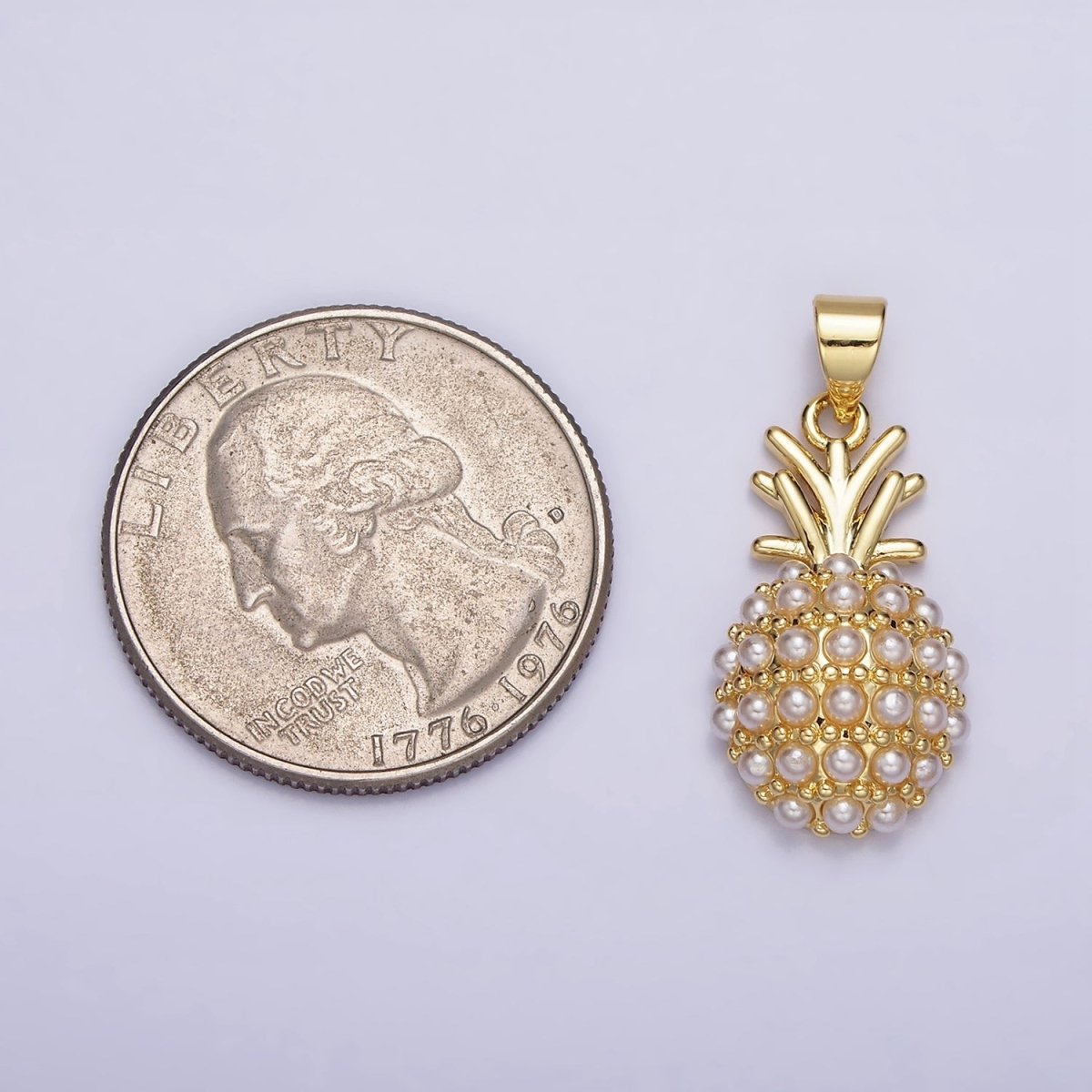 16K Gold Filled Pearl Lined Pineapple Fruit Pendant | AA440 - DLUXCA