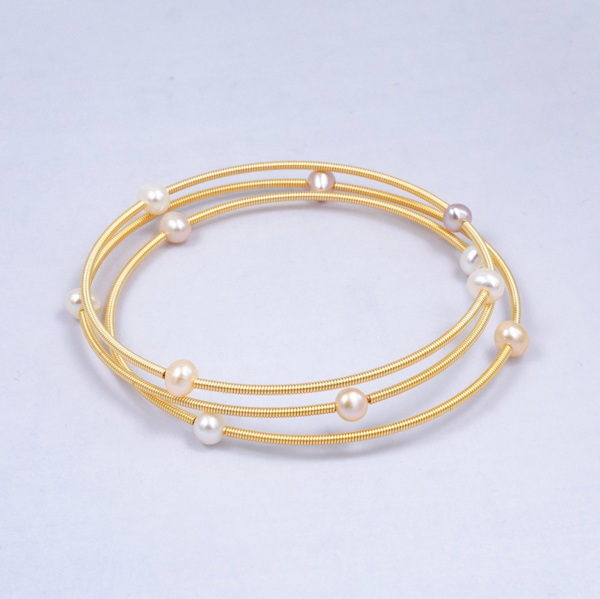 16K Gold Filled Petite Pearl Multi Textured Bracelet | WA-1868