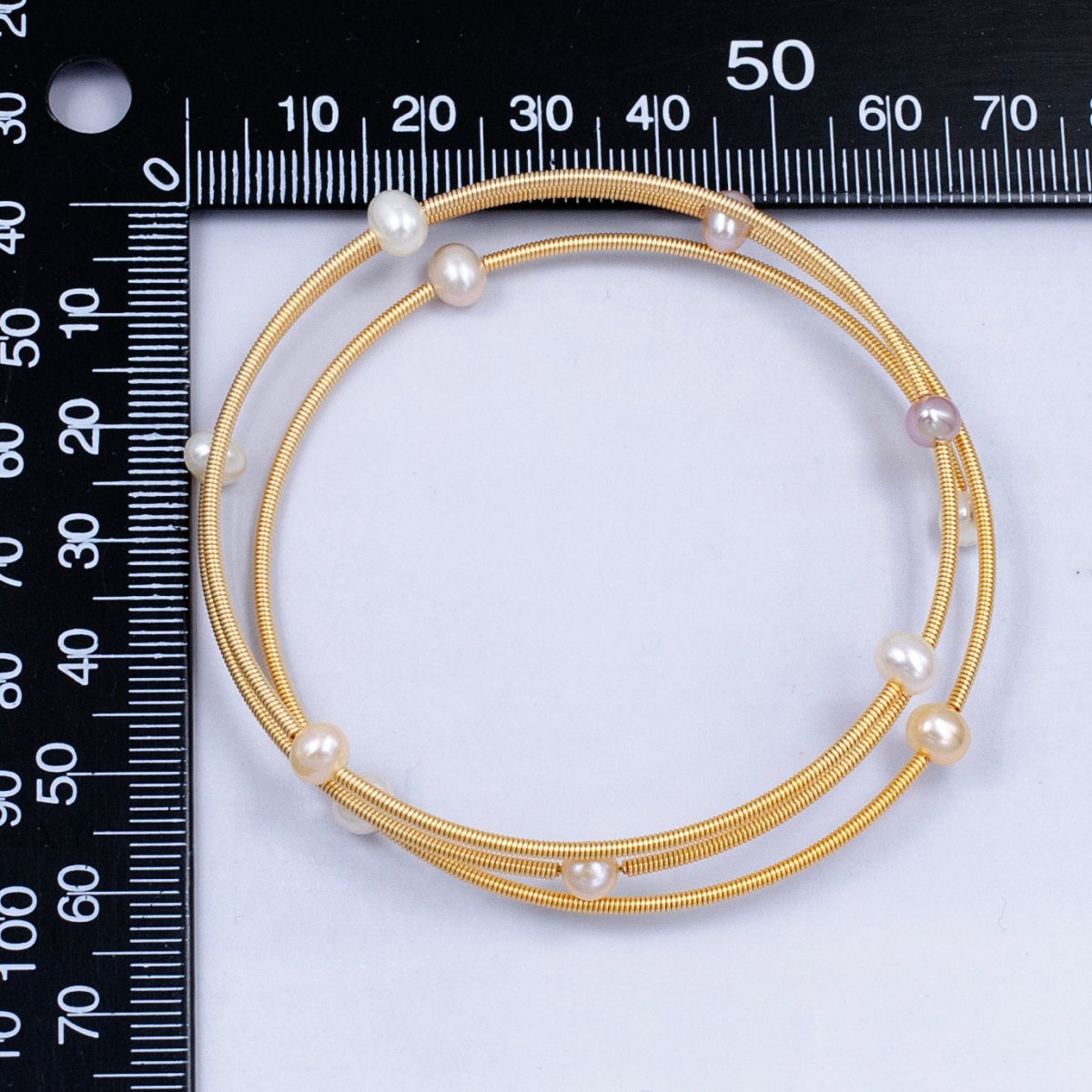 16K Gold Filled Petite Pearl Multi Textured Bracelet | WA-1868