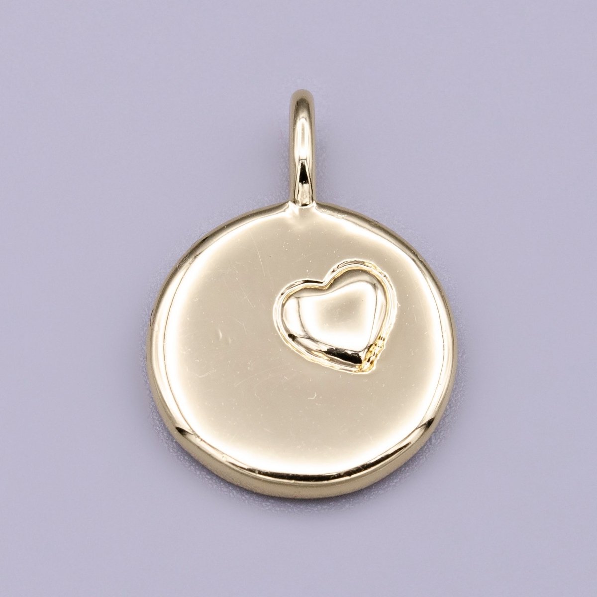 16K Gold Filled Puffed Heart Round Charm in Gold & Silver | AC1181 AC1182