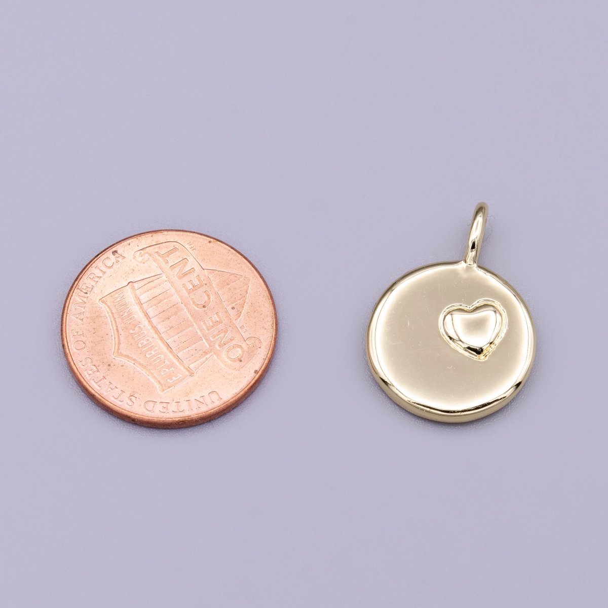 16K Gold Filled Puffed Heart Round Charm in Gold & Silver | AC1181 AC1182