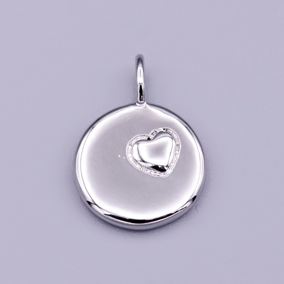 16K Gold Filled Puffed Heart Round Charm in Gold & Silver | AC1181 AC1182