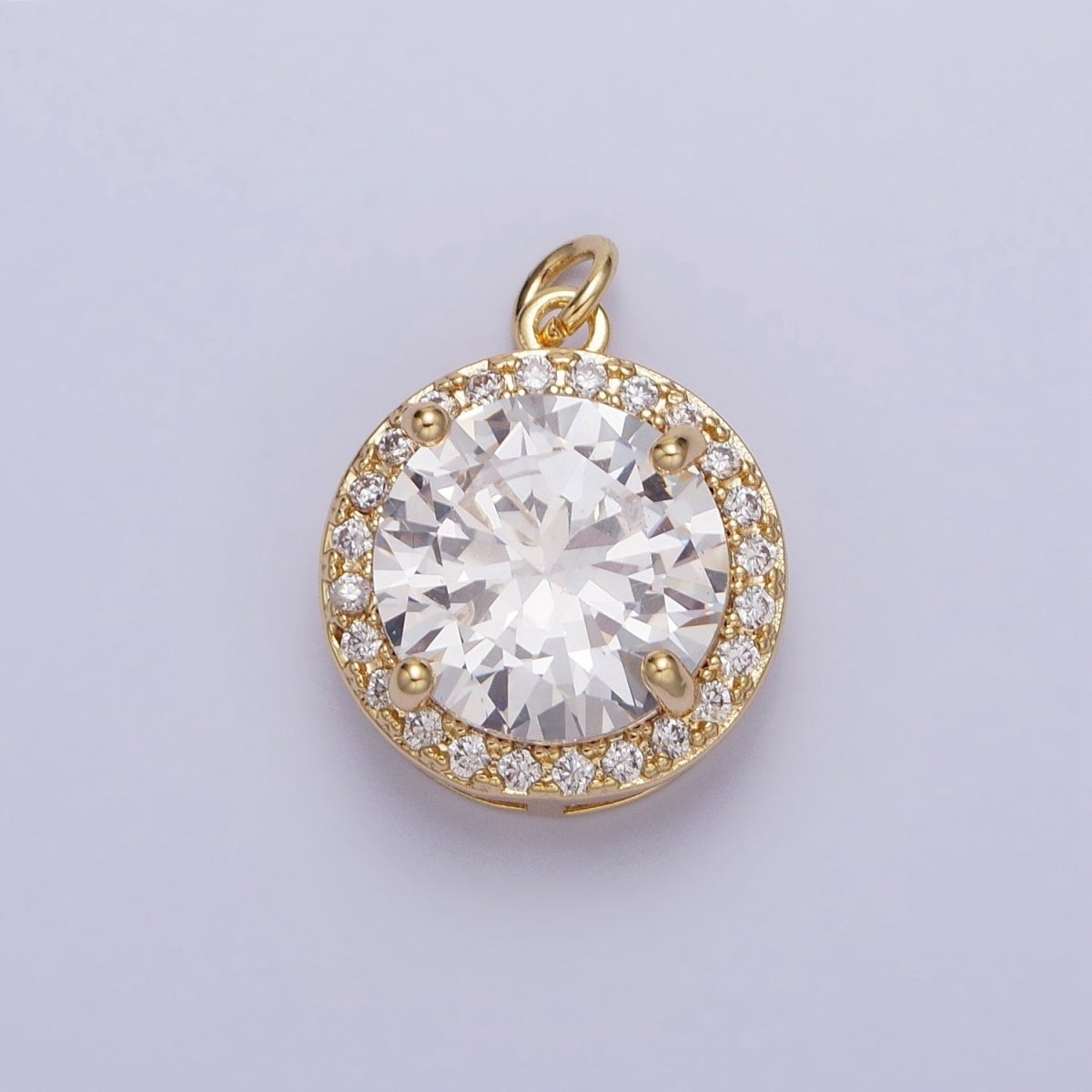 16K Gold Filled Round Clear Micro Paved CZ Add-On Charm in Gold & Silver | AC391 AC392