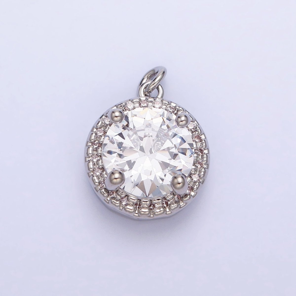 16K Gold Filled Round Clear Micro Paved CZ Add-On Charm in Gold & Silver | AC391 AC392