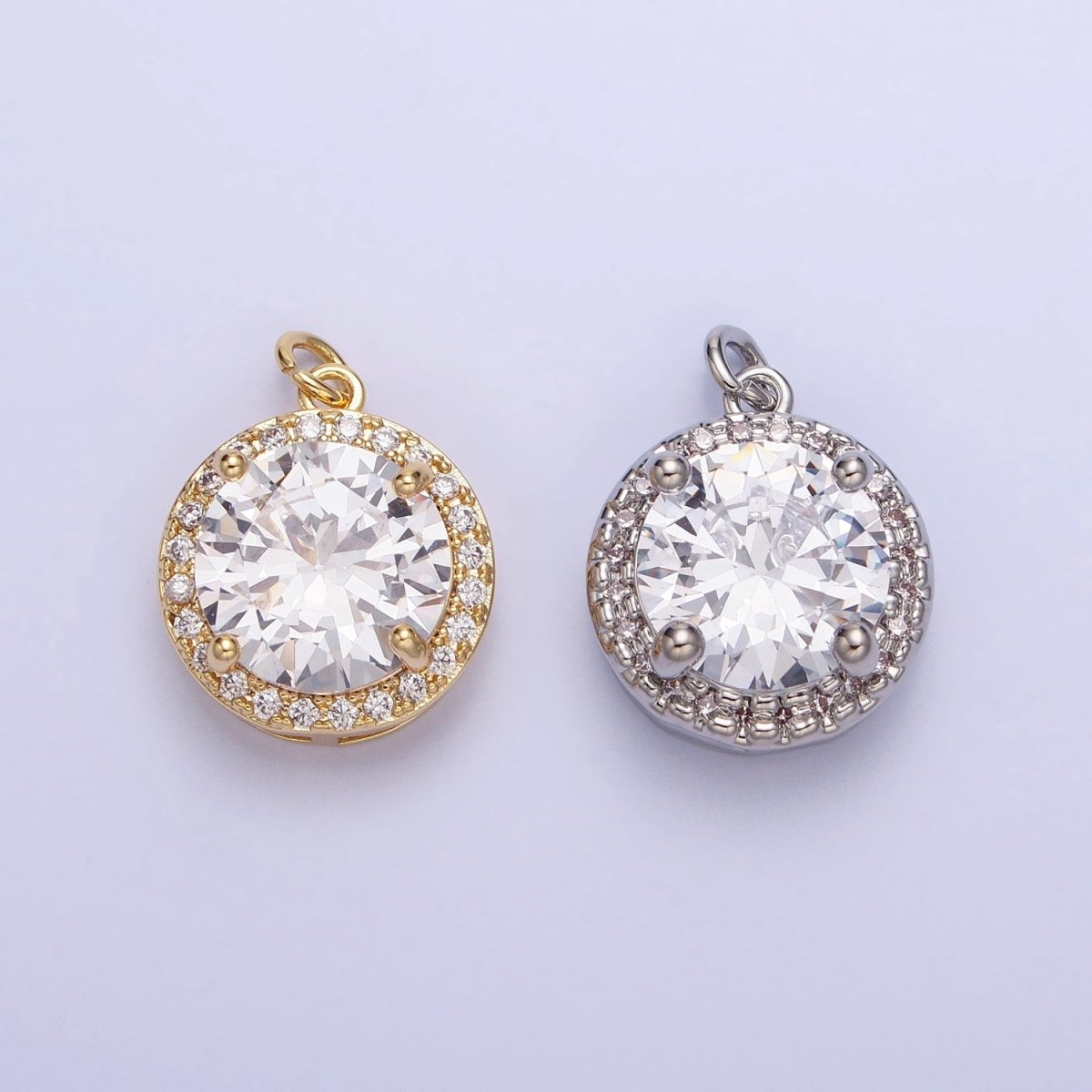 16K Gold Filled Round Clear Micro Paved CZ Add-On Charm in Gold & Silver | AC391 AC392