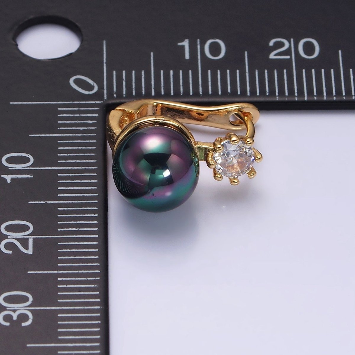 16K Gold Filled Round White, Black Pearl Clear CZ English Lock Earrings in Gold & Silver | AD1271 AD1272