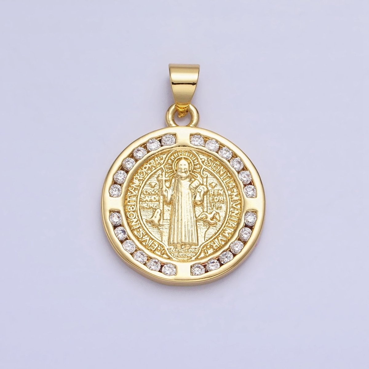 16K Gold Filled Saint Benedict SMQLIVB PAX VRSNSMV Double Sided Religious Pendant | AA229 - DLUXCA