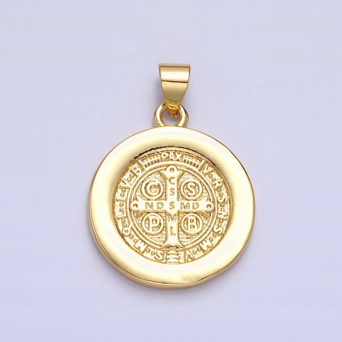 16K Gold Filled Saint Benedict SMQLIVB PAX VRSNSMV Double Sided Religious Pendant | AA229 - DLUXCA