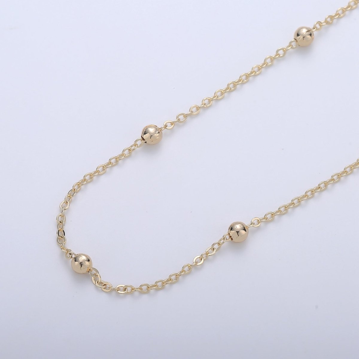 16K Gold Plate Satellite Chain - Gold Plate Beaded Chain - Satellite Chain By the Yard - Bead chain - Gold Rosary Chain | ROLL-298
