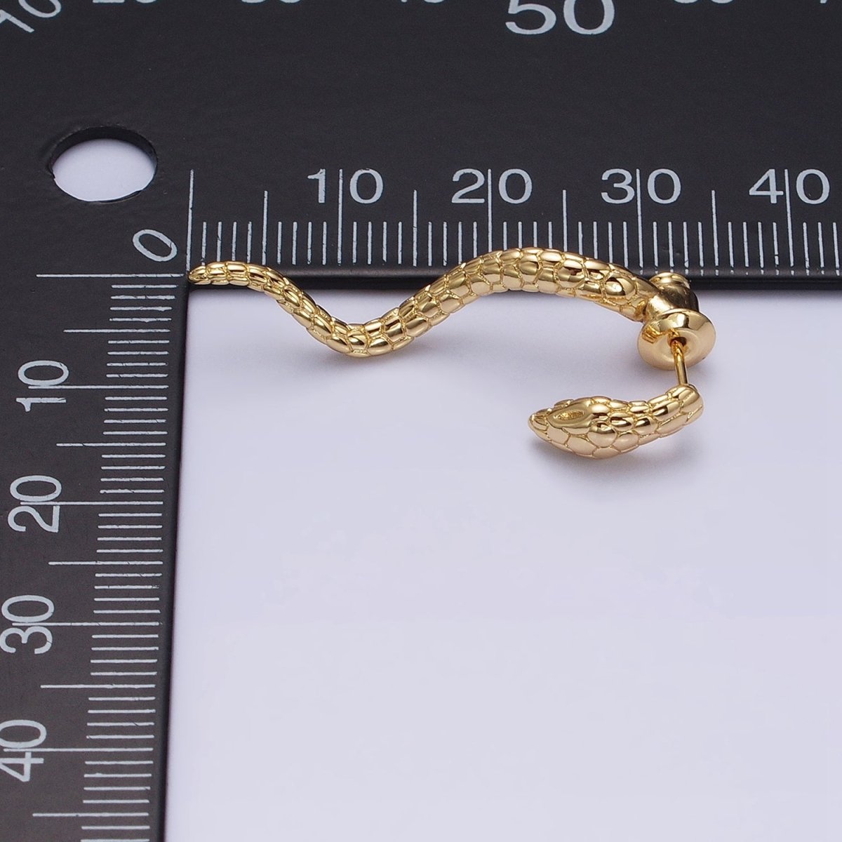 16K Gold Filled Snake Serpent Textured Wavy Drop Stud Earrings in Gold & Silver | AD1476 AD1477